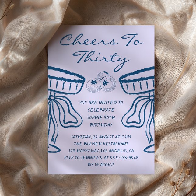 Lavender & Bleu Cheers to Thirty Vintage Birthday Einladung (Von Creator hochgeladen)