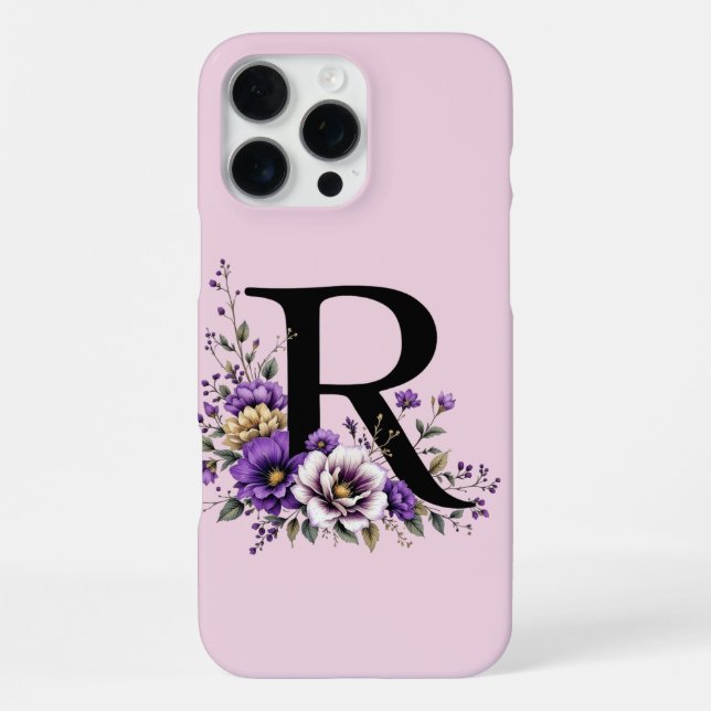 Lavender Bloom: Monogrammierte Initiale 'R'  iPhone Hülle (Rückseite)