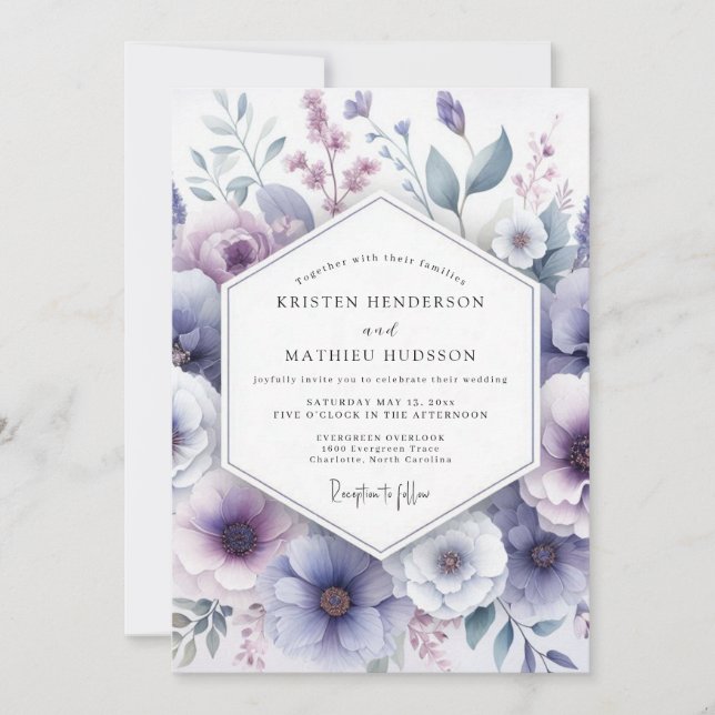 Lavender Bloom Whimsy Wedding Einladung (Vorderseite)