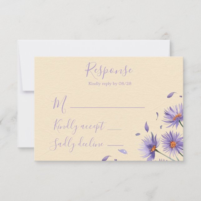 Lavender Bloom Wildblumen Hochzeit RSVP Karte (Vorderseite)