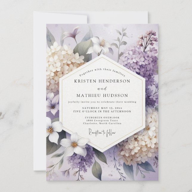 Lavender Blossom Floral Wedding Einladung (Vorderseite)