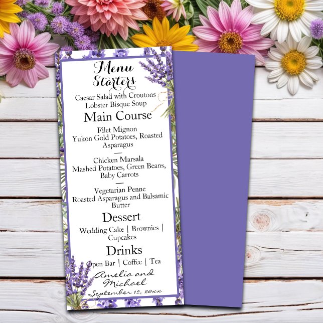 Lavender Blossom Garden Wedding Menükarte (Von Creator hochgeladen)