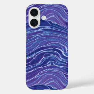 Lavender Blue Abstrakt Waves Muster iPhone 16 Hülle