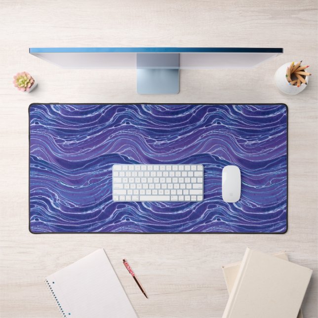 Lavender Blue Abstrakt Waves Muster Schreibtischunterlage (Büro 1)