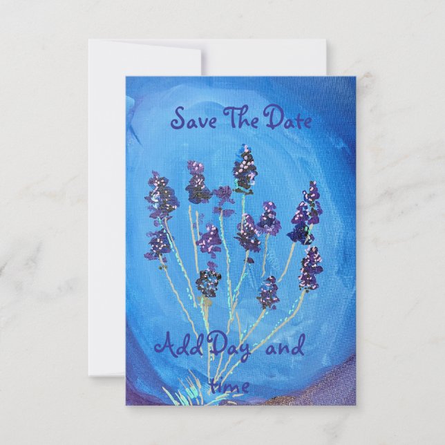 Lavender Blue Customizable Save The Date (Vorderseite)