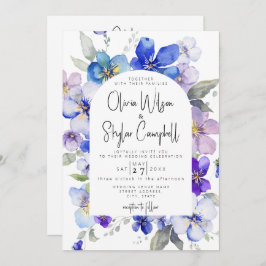 Lavender Blue Floral Arch QR Code Alle in 1 Hochze Einladung