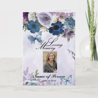 Lavender Blue Flowers Butterfly Beerdigung Program Programm