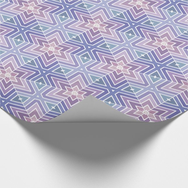 Lavender & Blue Geometric Star Maze Muster Geschenkpapier (Ecke)