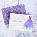 Lavender & Blue Glitzer Girly Dress Quinceanera Save The Date<br><div class="desc">Lavender & Blue Glitzer Girly Dress Quinceanera Save the Date</div>