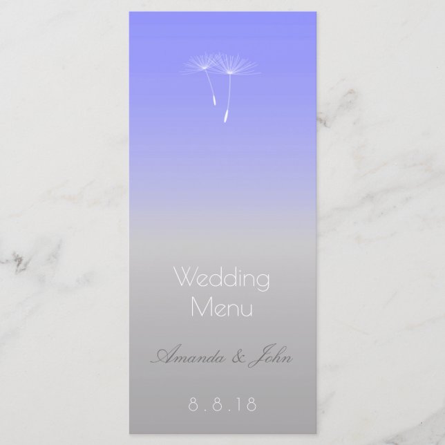 Lavender Blue Gray Ombre Wedding Menu Menükarte