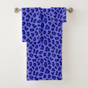 Lavender Blue Leopard Tierdruckmuster Badhandtuch Set