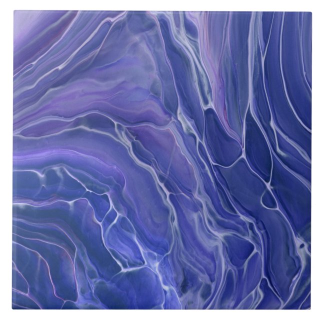 Lavender Blue Marble Acrylic Abstrakt Fliese (Vorderseite)