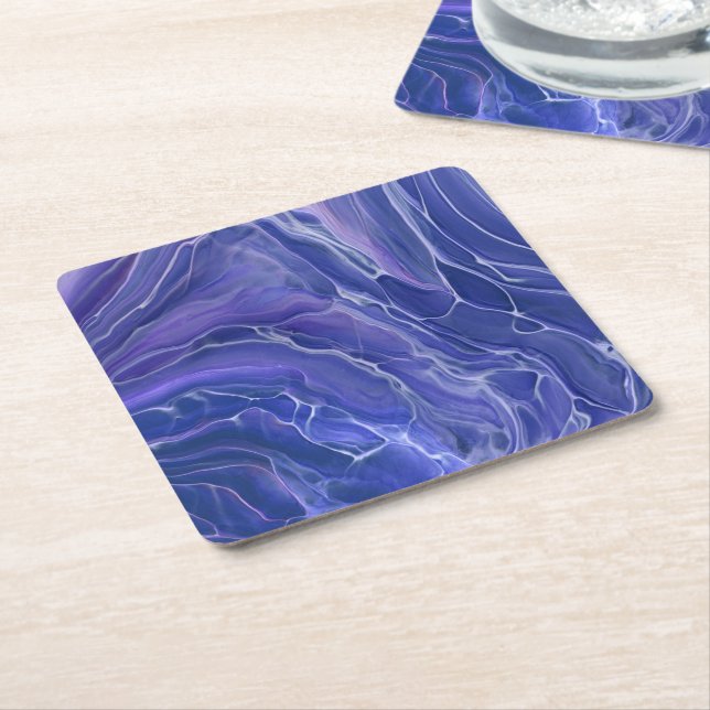 Lavender Blue Marble Acrylic Abstrakt Rechteckiger Pappuntersetzer (angewinkelt)
