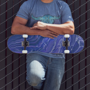 Lavender Blue Marble Acrylic Abstrakt Skateboard