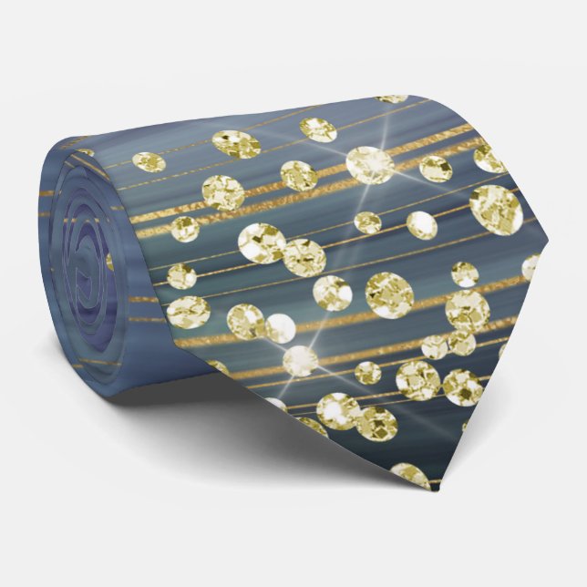 Lavender & Blue Marble Gold Glitzer Necktie Krawatte (Gerollt)