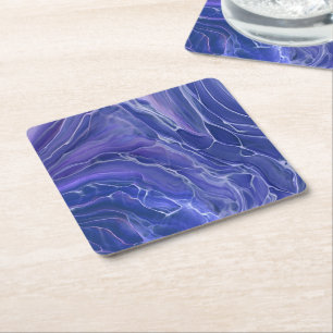 Lavender Blue Very Peri Marmor Acrylic Abstrakt  Rechteckiger Pappuntersetzer