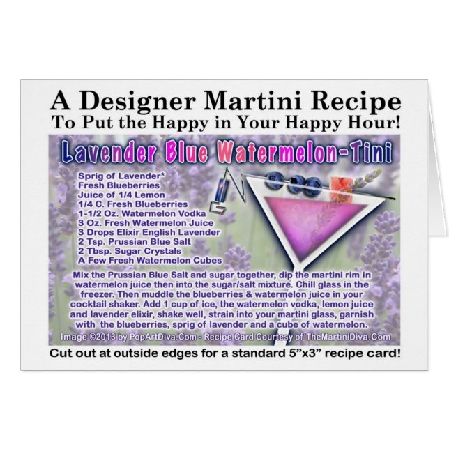 Lavender Blue Watermelon Martini Rezept Card (Vorderseite (Horizontal))