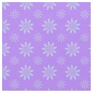 Lavender Blue White Star Snowflake Muster Stoff
