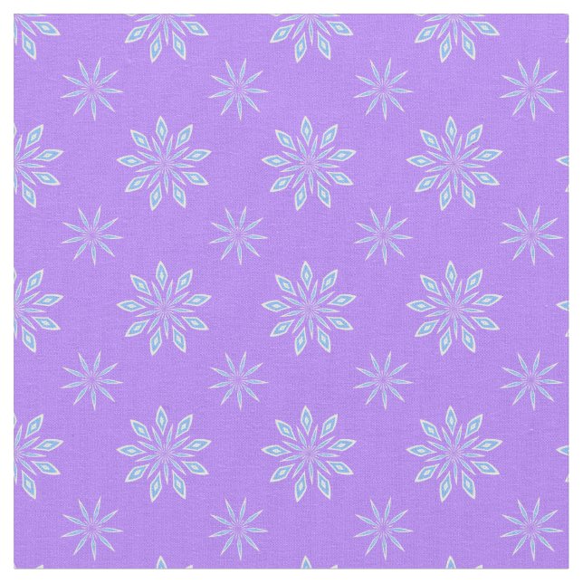 Lavender Blue White Star Snowflake Muster Stoff (Nahaufnahme)