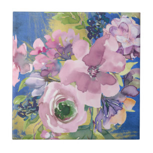Lavender Blues Watercolor Floral Fliese
