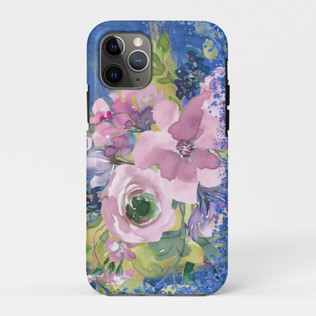 Lavender Blues Watercolor Glitzer Case-Mate iPhone Hülle (Rückseite)