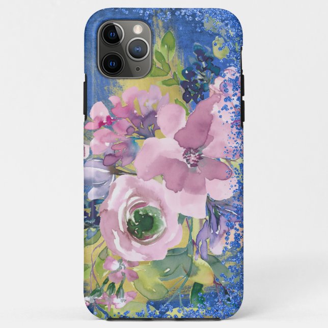 Lavender Blues Watercolor Glitzer Case-Mate iPhone Hülle (Rückseite)