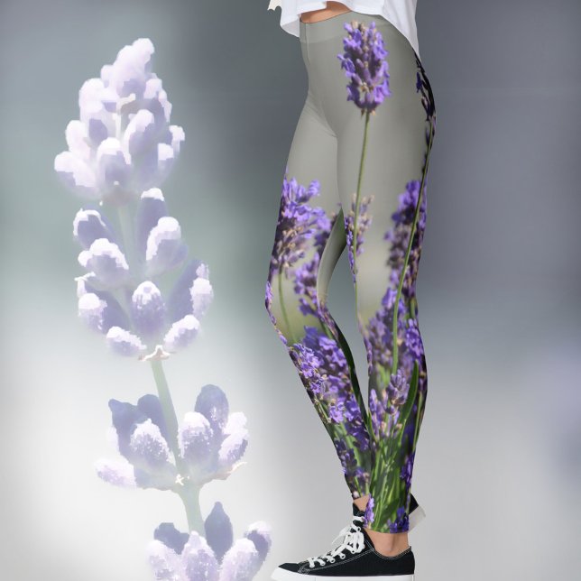Lavender blüht botanisch-graue Leggings (Von Creator hochgeladen)