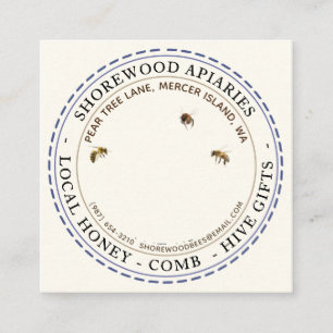 Lavender Blume Bienen Honey Ivory Dashed Border Quadratische Visitenkarte