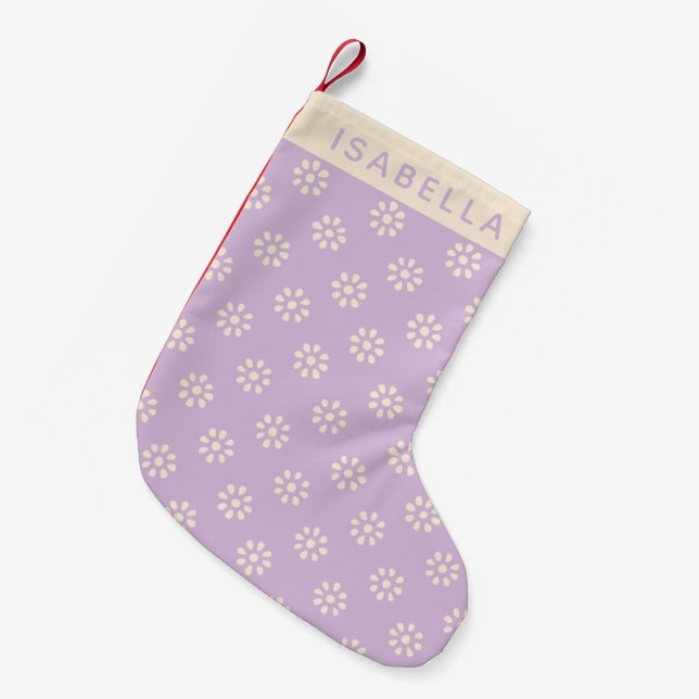 Lavender Blume Boho Muster Personalisiert Kleiner Weihnachtsstrumpf (Vorderansicht (hängend))