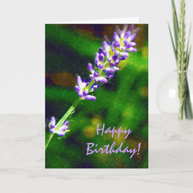 Lavender Blume Floral Happy Geburtstag Karte (Vorderseite)