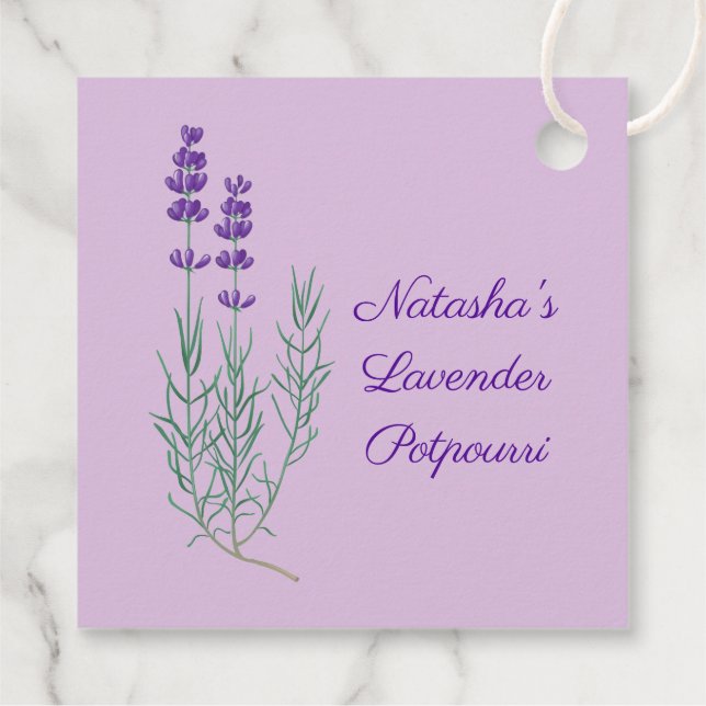 Lavender Blume Herbal Favor Card Geschenkanhänger (Rückseite)
