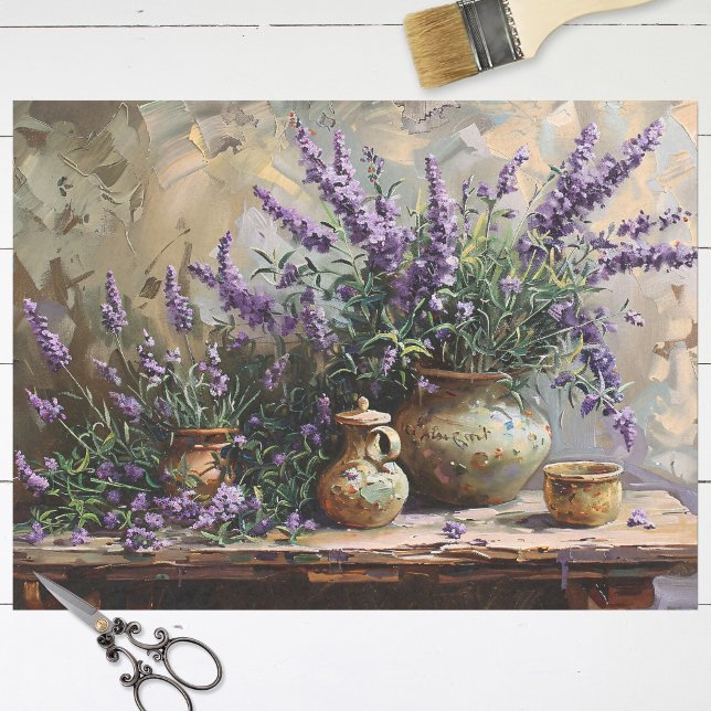 Lavender-Blume im Clay-Pots-Dekoupage Seidenpapier (Von Creator hochgeladen)