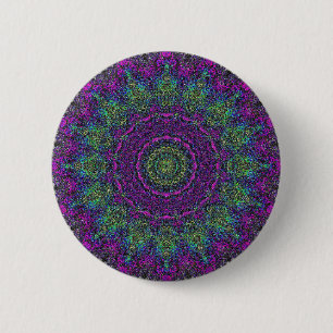Lavender Blume Lila Abstrakt Mandala Button
