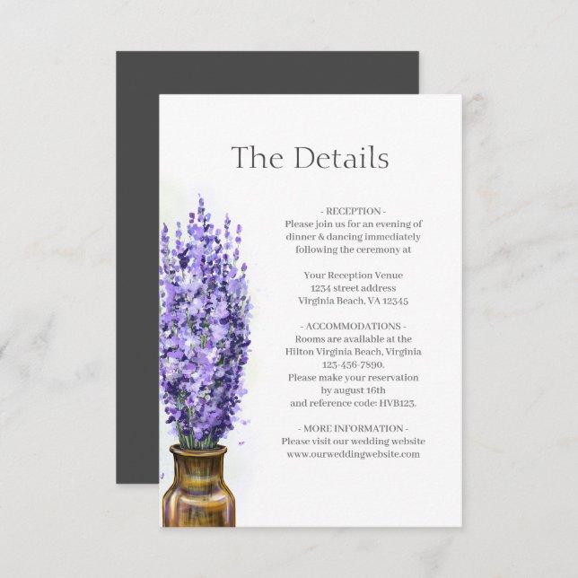 Lavender Blume Moderne Blumenzettel Begleitkarte (Vorne/Hinten)