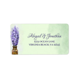 Lavender Blume Sage Green Couple Wedding Address Adressaufkleber