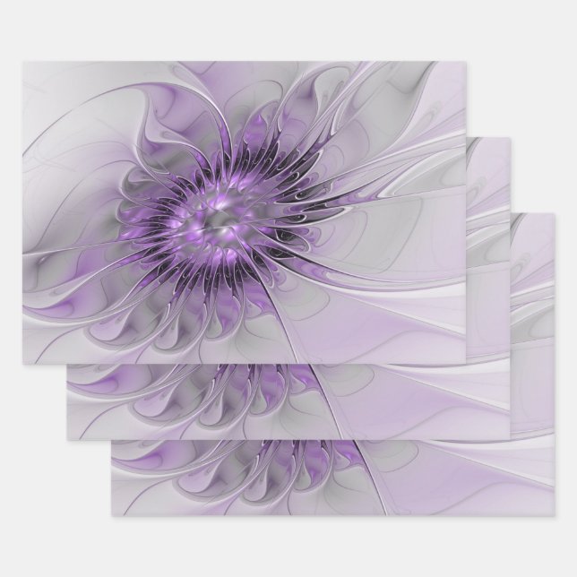 Lavender Blume Traumhaft Modernes Abstraktes Frakt Geschenkpapier Set (Set)