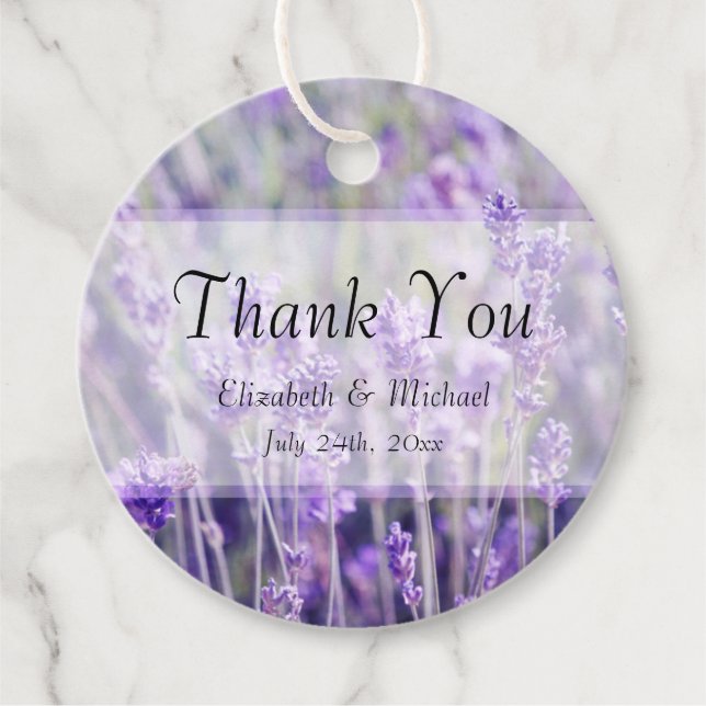 Lavender Blume Wedding Vielen Dank Geschenkanhänger (Vorderseite)