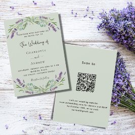 Lavender Blumengrün Salbei QR Hochzeit Einladung