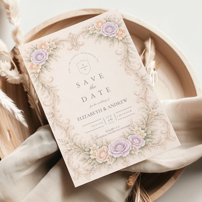 Lavender Blush Baroque Garden Wedding Save The Date (Von Creator hochgeladen)