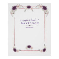 Lavender Blush Floral Wedding Gold Foto Stand Gest