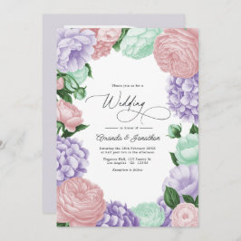 Lavender, Blush & Mint Floral Wedding Einladung