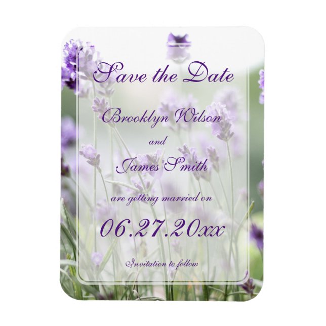 Lavender Bohemisch Wedding Speichern Sie die Datum Magnet (Vertikal)
