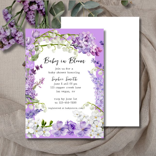 Lavender Boho Baby in Bloom Baby Dusche Einladung (Von Creator hochgeladen)
