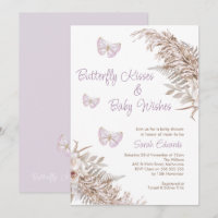 Lavender Boho Floral Butterfly Kisses Baby Dusche
