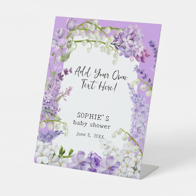 Lavender Boho Florals Personalisiert Sockelschild (Vorderseite)