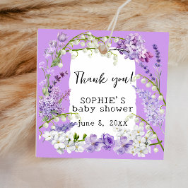 Lavender Boho Watercolor Florals Baby Dusche Geschenkanhänger