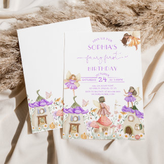 Lavender Boho Wildblume Fairy 1. Geburtstag Einladung