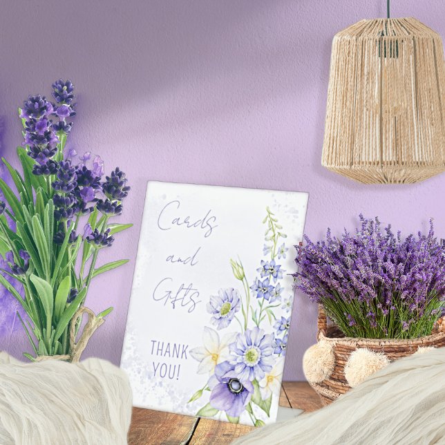 Lavender Boho Wildblume Karten und Geschenke Sockelschild (Von Creator hochgeladen)