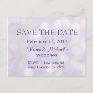 Lavender Bokeh SAVE THE DATE Ankündigungspostkarte
