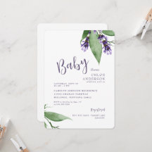 Lavender Botanical Baby Girl Dusche